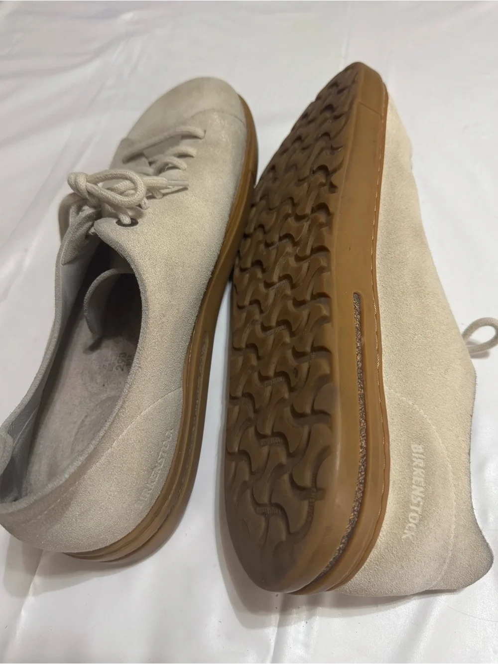 Birkenstock Men's Suede Sneakers in Light Beige with Gum Sole